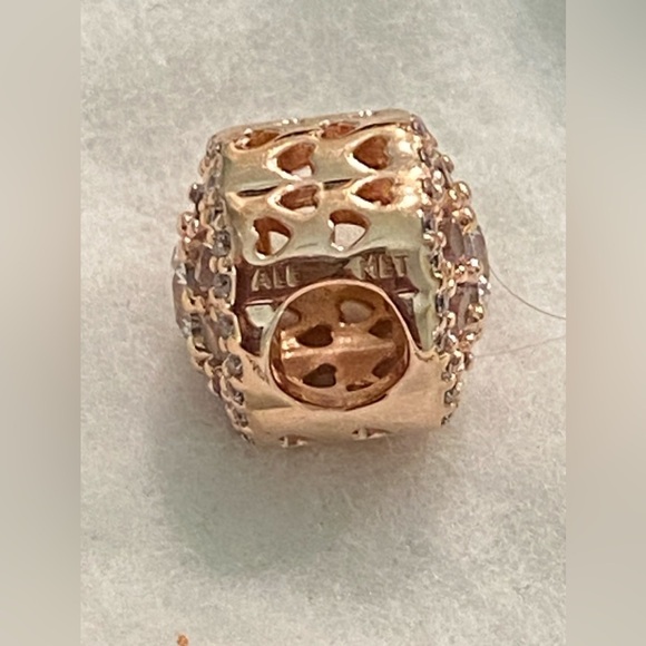 New Pandora Flower 14K Rose Gold Plated Charm Pink Crystal Clear Cubic Zirconia - Picture 6 of 10
